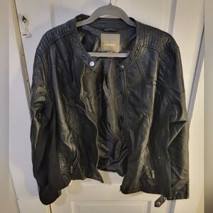 Maurices Faux Leather Moto Jacket Black Zip-Up Leather Jacket